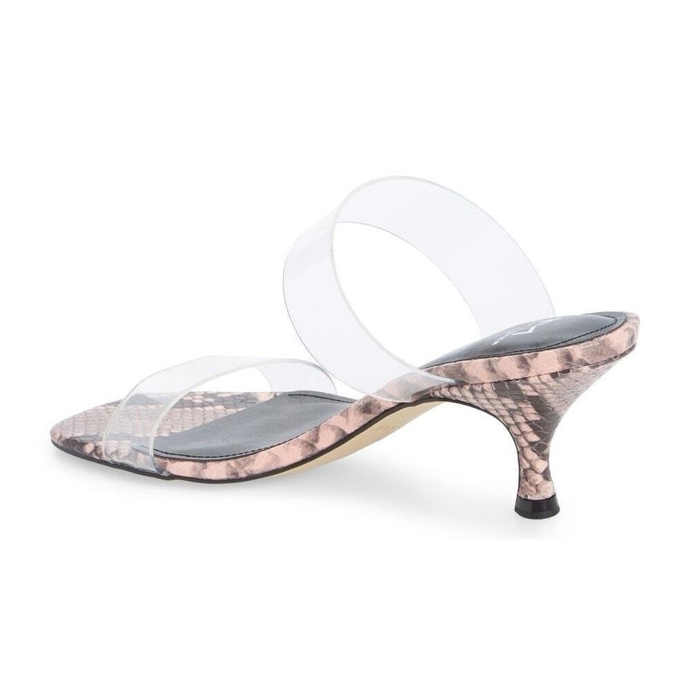 New Marc Fisher Pink Snakeskin Kitten Heel Clear Strap Open Toe Sandals 9.5M - Picture 5 of 11